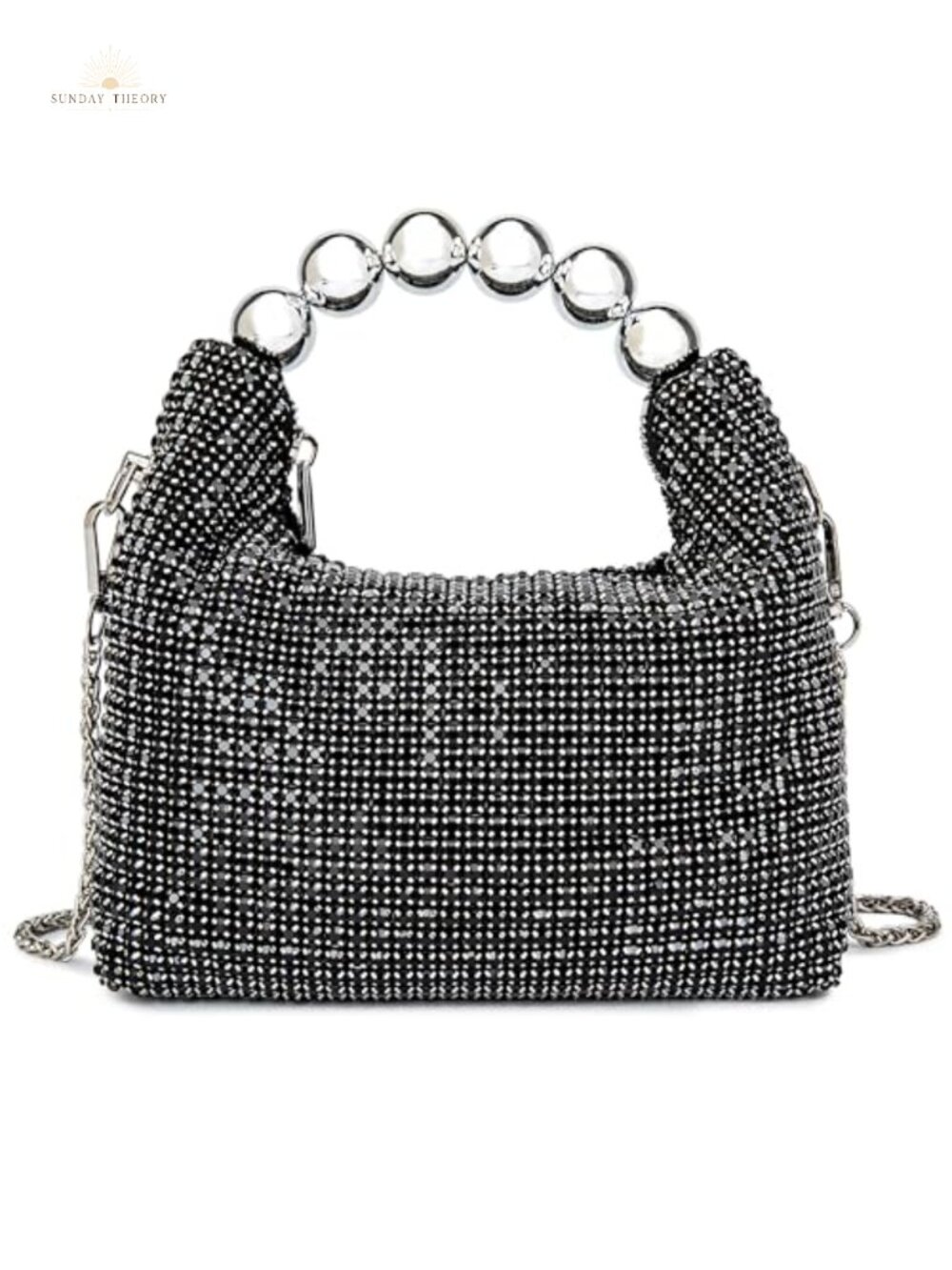 Rhinestone Evening Bag Crossbody Purse Pearl Handle Wedding Prom Party